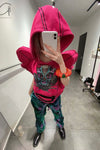 Windowsen shoulder -length sleeveless hoodie PS23T001 rose red